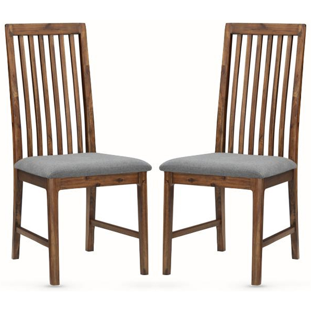 Monza Walnut Wooden Dining Chairs With Fabric Seat In Walnut
