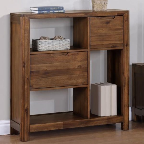 Monza Wooden Bookcase With 2 Drawers In Walnut | Bed Sava