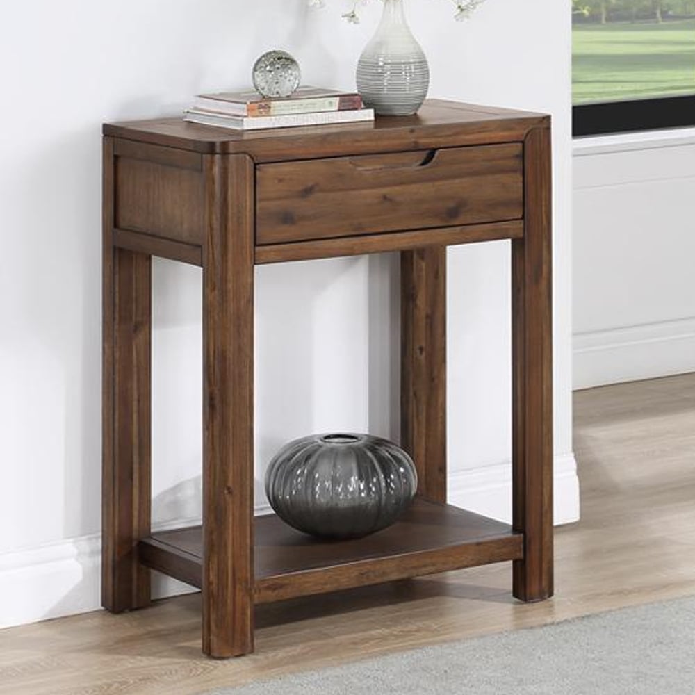 Monza Wooden Console Table With 1 Drawer In Walnut