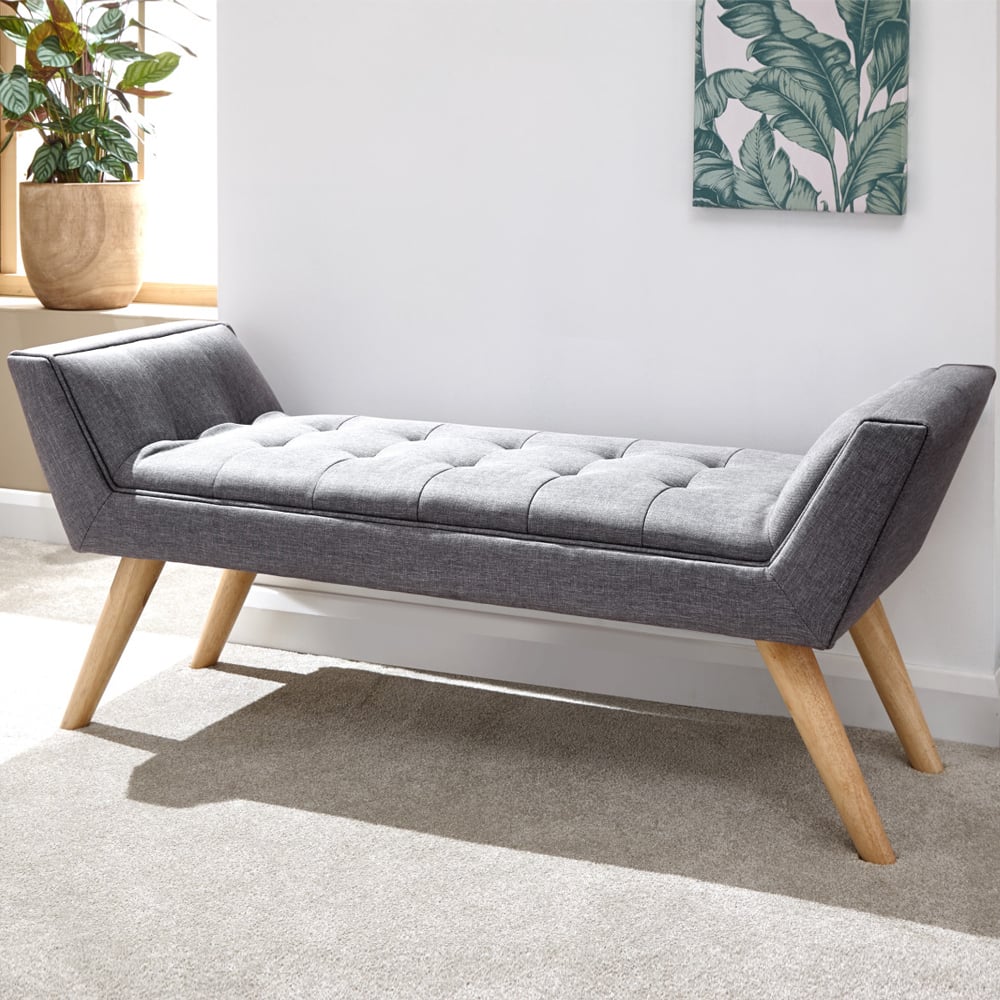 Mopeth Fabric Hallway Seating Bench In Dark Grey