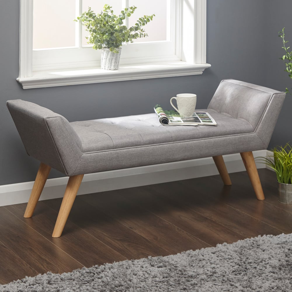 Mopeth Fabric Hallway Seating Bench In Grey