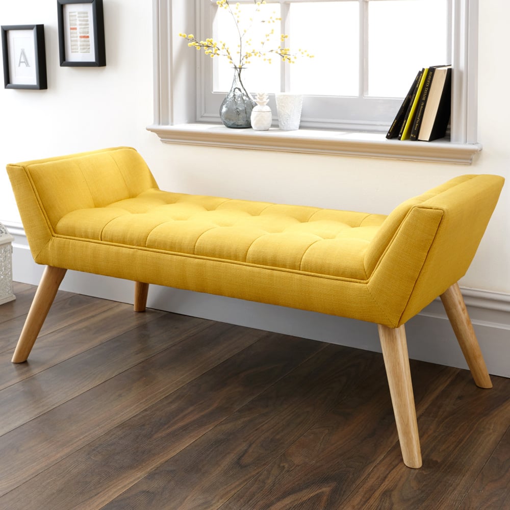 Mopeth Fabric Hallway Seating Bench In Yellow
