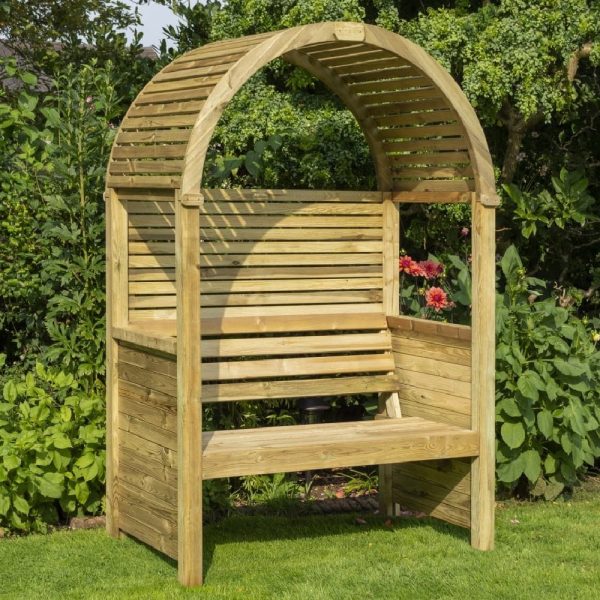 Morecambe Wooden Garden Arbour In Natural | Bed Sava