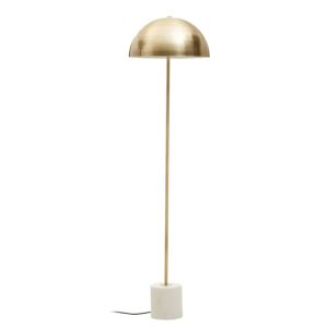 Moroni Gold Metal Shade Floor Lamp With White Marble Base | Bed Sava