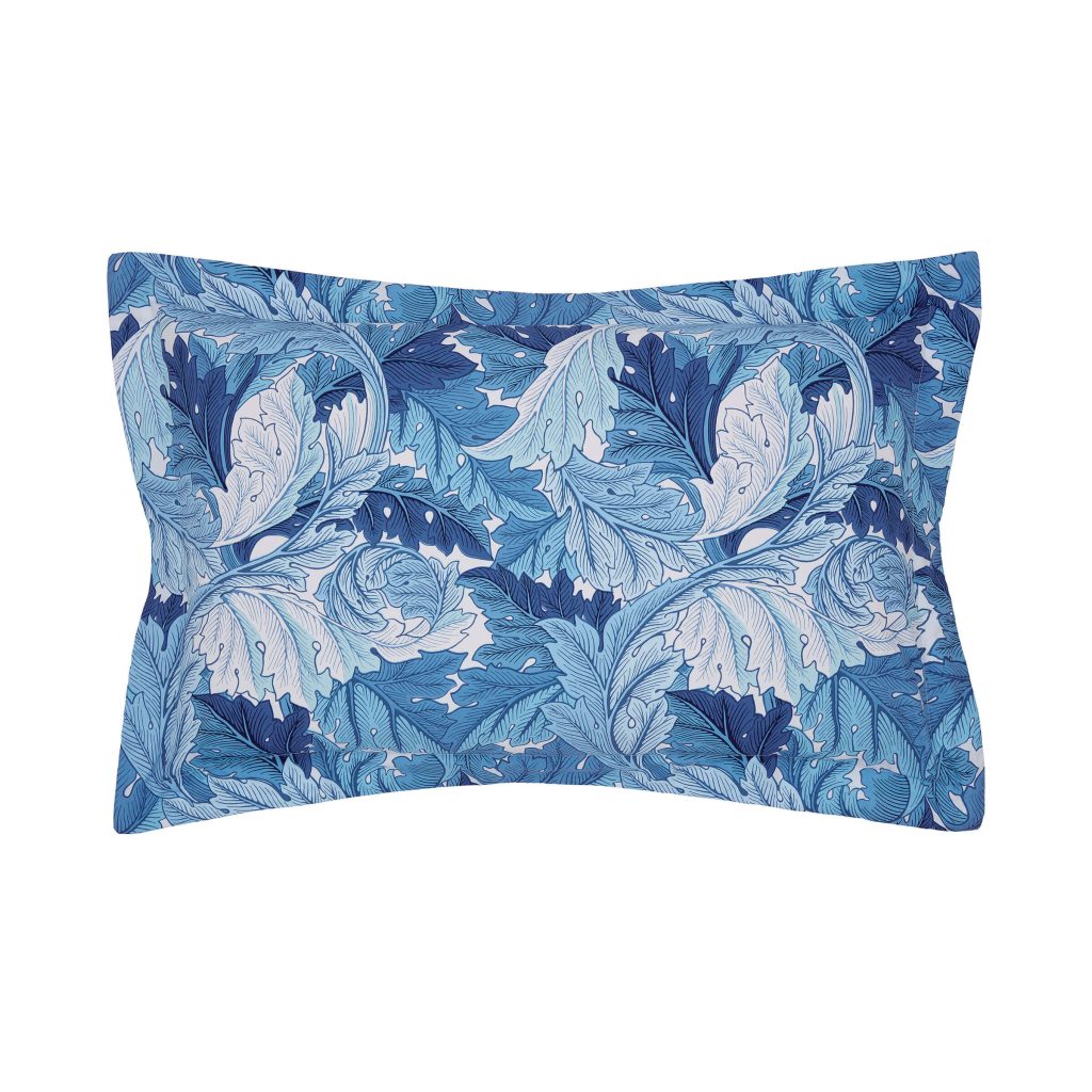 William Morris Acanthus Oxford Pillowcase, Woad Blue
