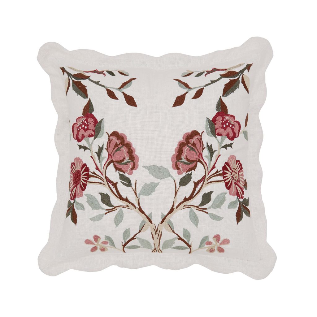 William Morris Brophy Embroidery Embroidered Cushion 45cm x 45cm, Green