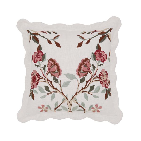 William Morris Brophy Embroidery Embroidered Cushion 45cm x 45cm Green | Bed Sava