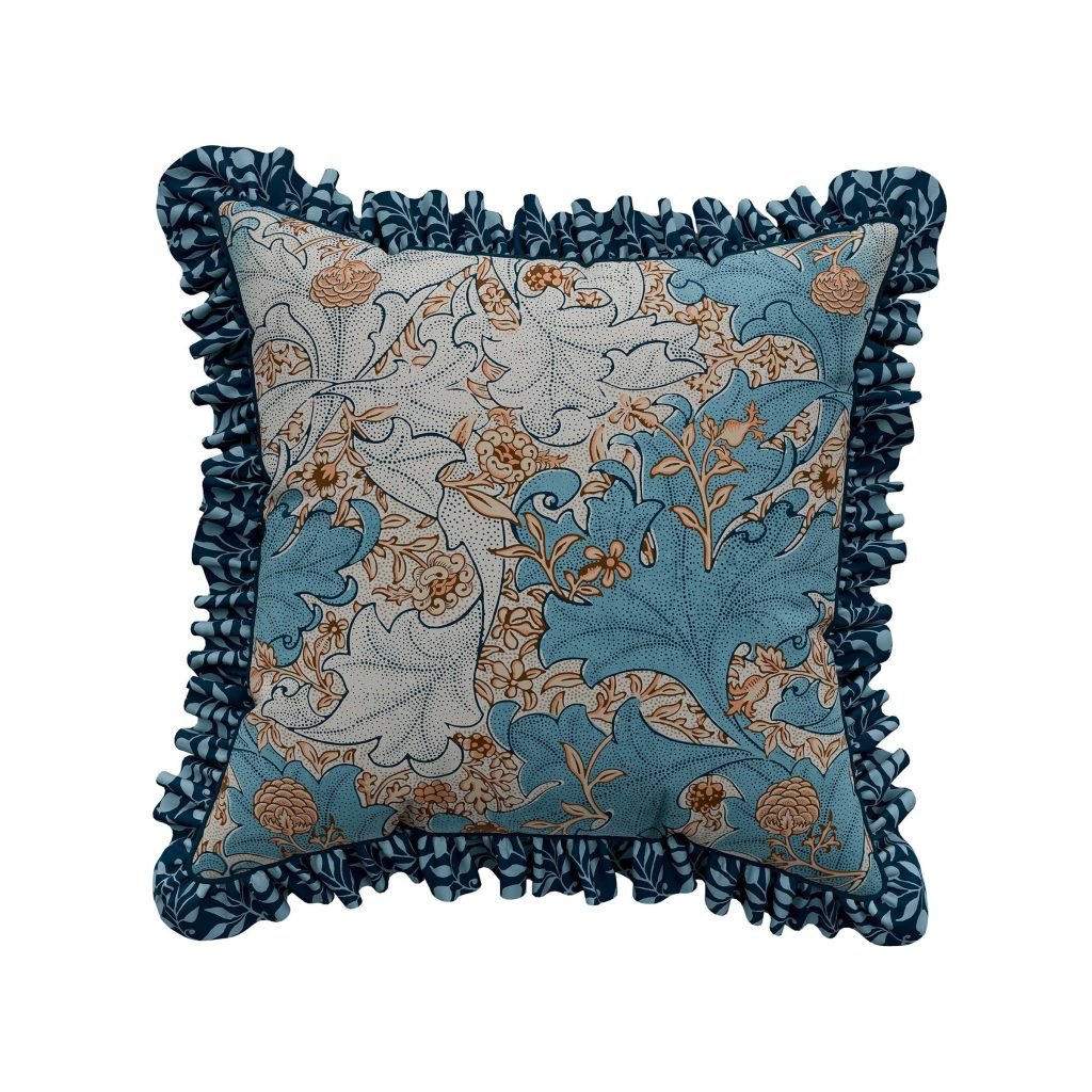 Morris & Co X Emery Walker Bird Cushion 50cm x 50cm, Webb's Blue