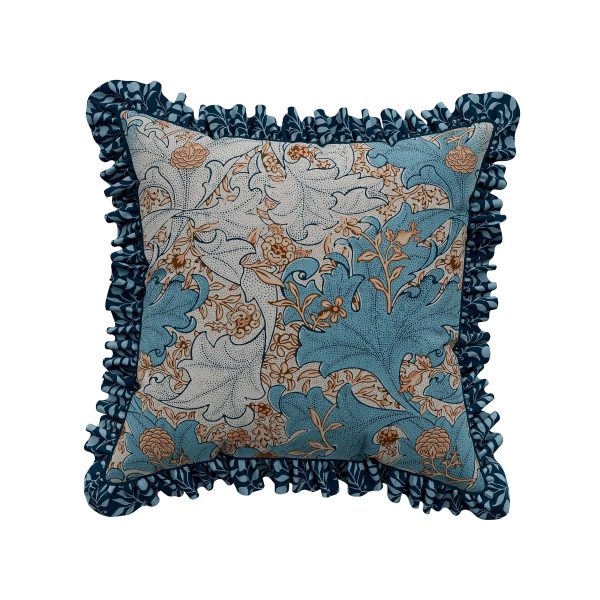 Morris  Co X Emery Walker Bird Cushion 50cm x 50cm Webbs Blue | Bed Sava