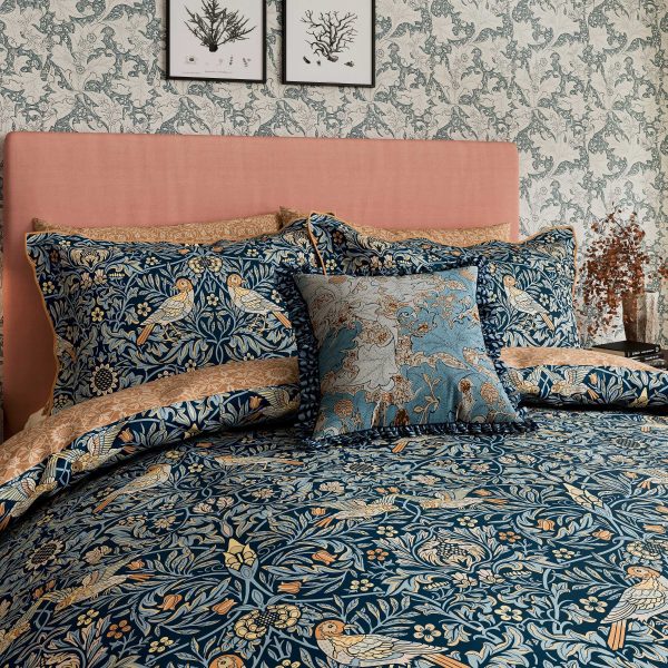 Morris  Co X Emery Walker Bird Single Duvet Cover Set Webbs Blue | Bed Sava