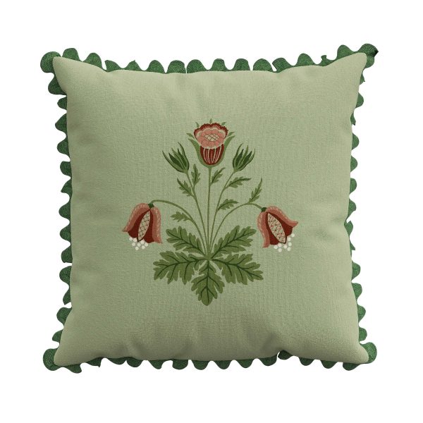 Morris  Co X Emery Walker Rose Cushion 50cm x 50cm Boughs GreenRose | Bed Sava