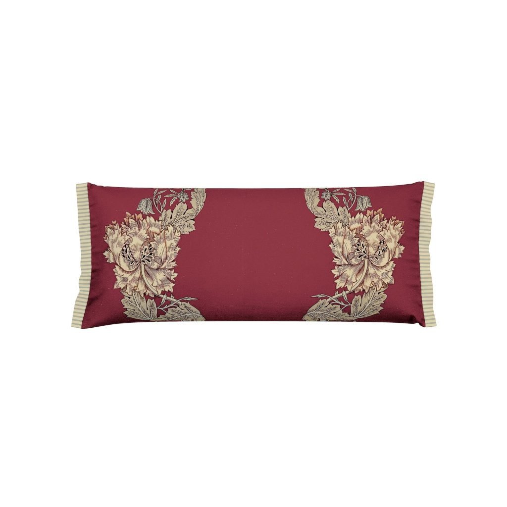 Morris & Co Honeysuckle & Tulip Cushion 70cm x 30cm, Red & Gold