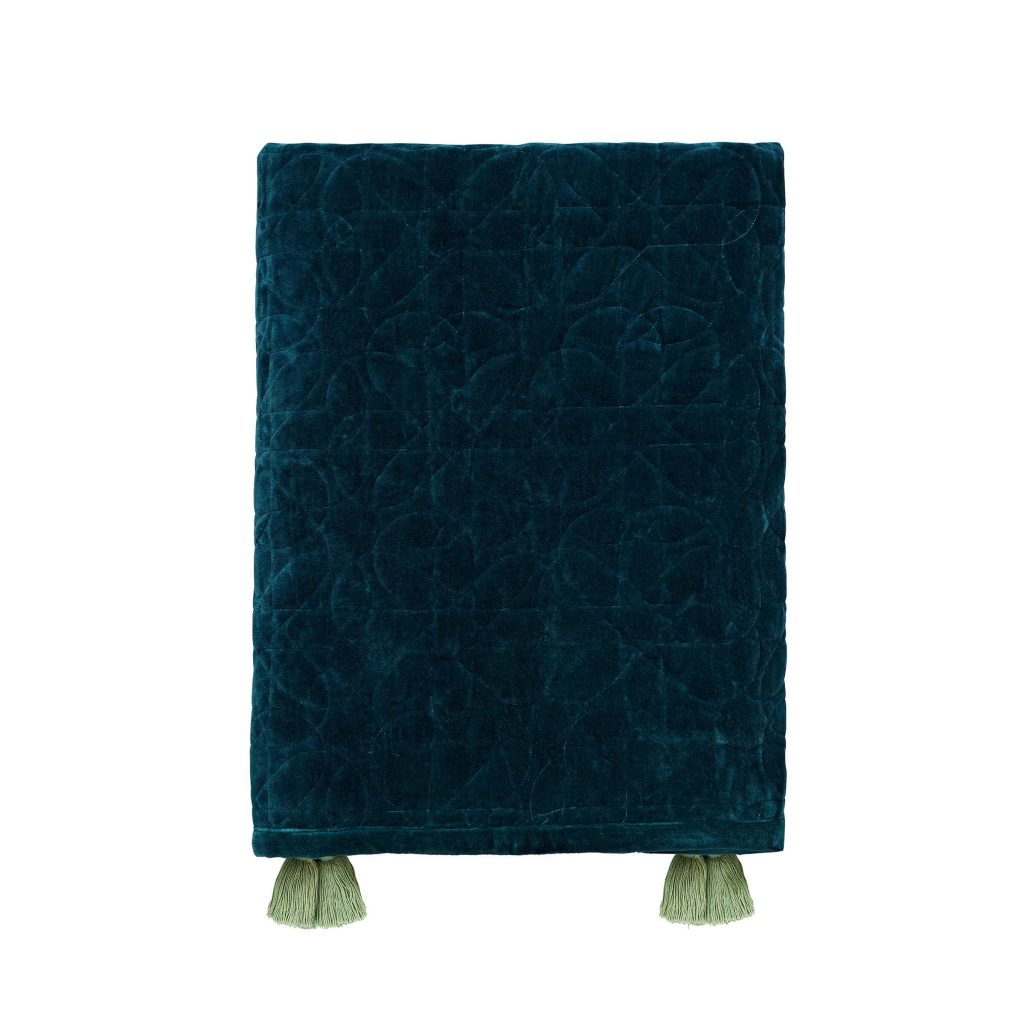 William Morris Honeysuckle & Tulip Quilted Throw, Teal