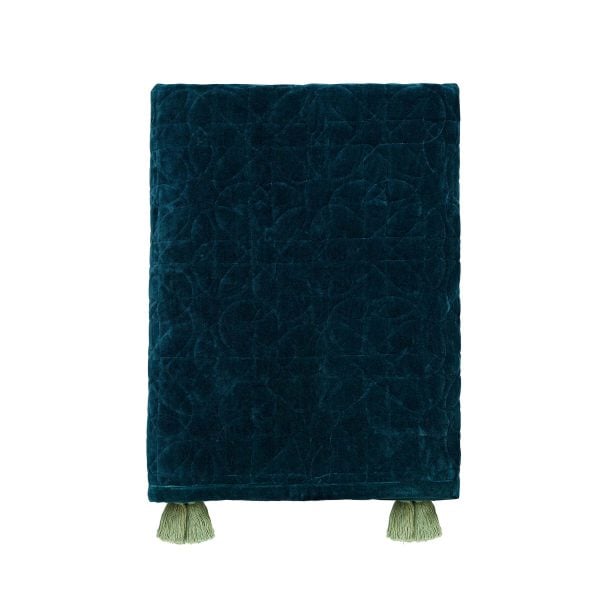 William Morris Honeysuckle  Tulip Quilted Throw Teal | Bed Sava