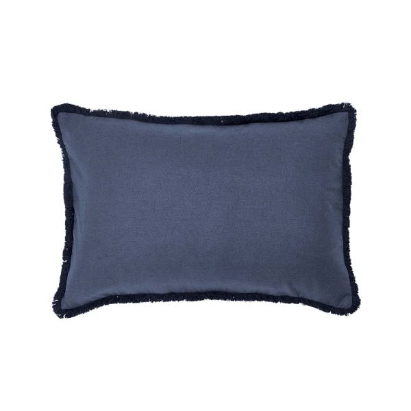 William Morris Linen Cotton Plain Dye Cushion 60cm x 40cm Blue | Bed Sava