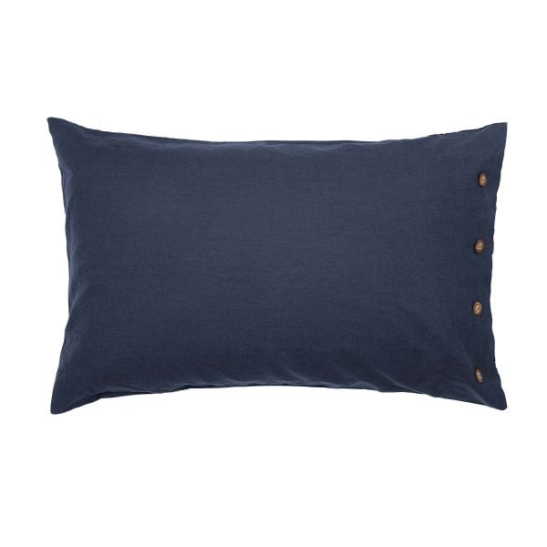 William Morris Linen Cotton Plain Dye Standard Pillowcase Blue | Bed Sava