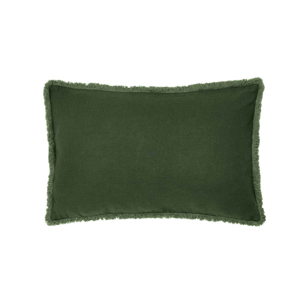 William Morris Linen Cotton Plain Dye Cushion 60cm x 40cm, Green