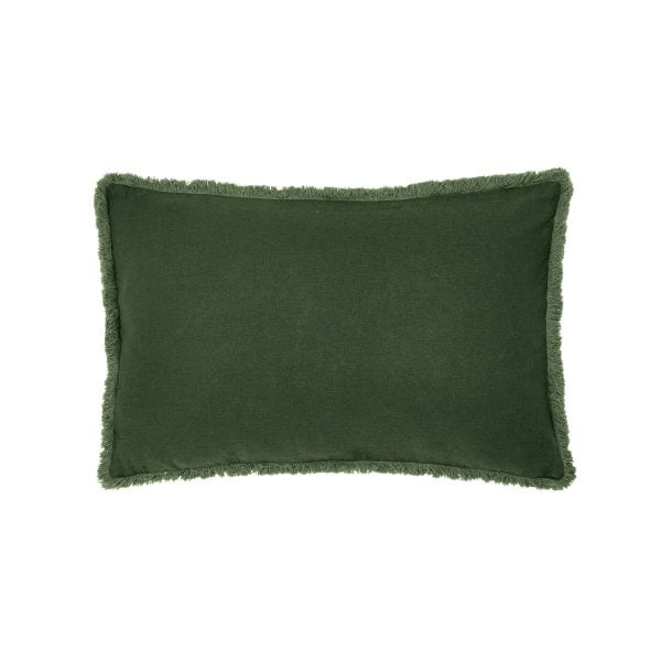 William Morris Linen Cotton Plain Dye Cushion 60cm x 40cm Green | Bed Sava