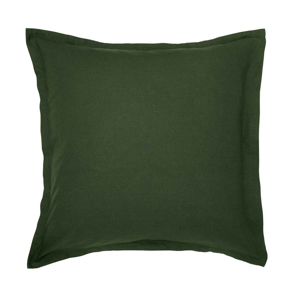 William Morris Linen Cotton Plain Dye Square Pillowcase, Green