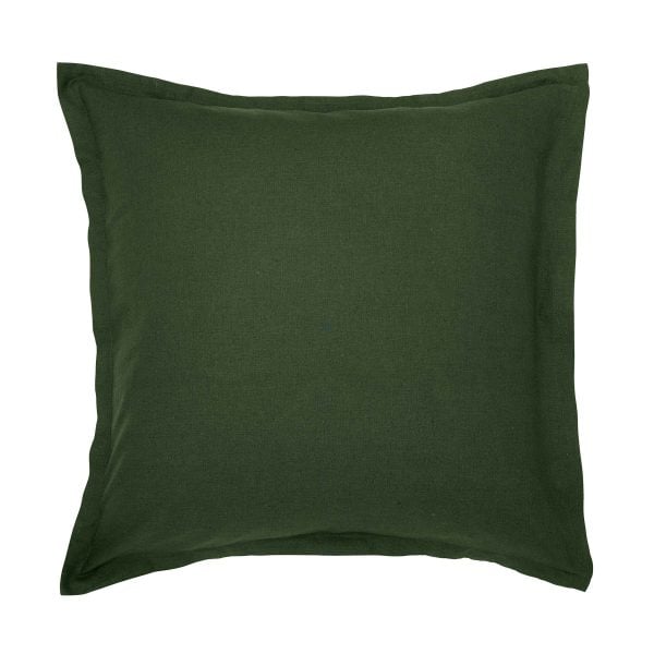 William Morris Linen Cotton Plain Dye Square Pillowcase Green | Bed Sava