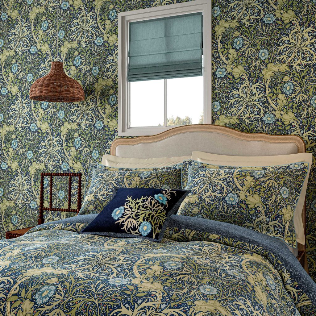 Morris & Co Seaweed Super Kingsize Duvet Cover Set, Cobalt & Thyme