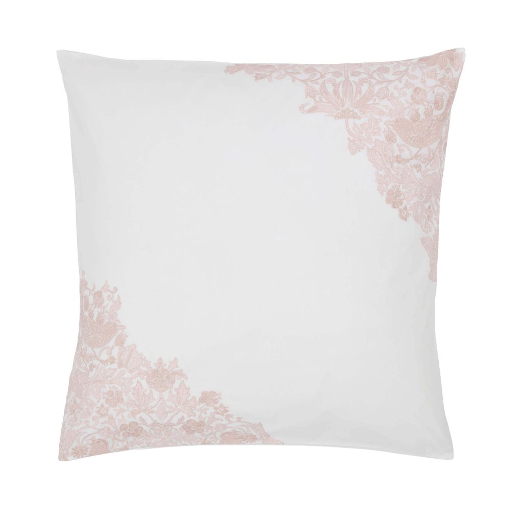 William Morris Strawberry Thief/Severne Square Pillowcase, Cochineal Pink