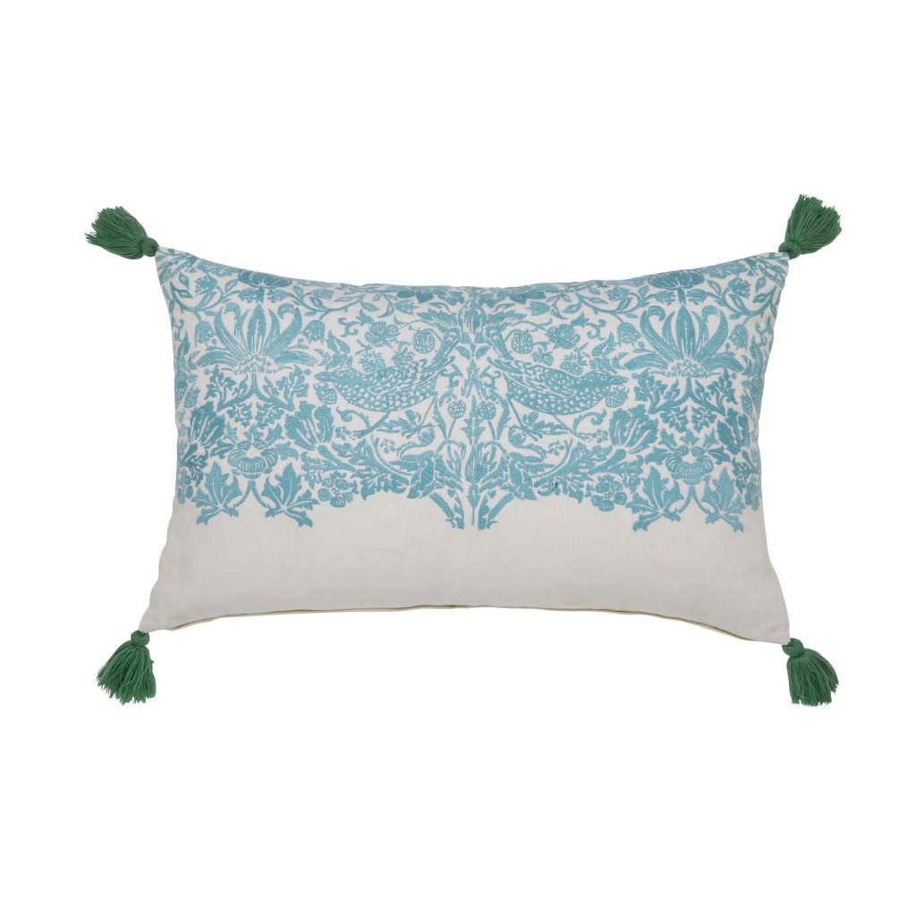 William Morris Strawberry Thief Cushion 60cm x 40cm, Teal