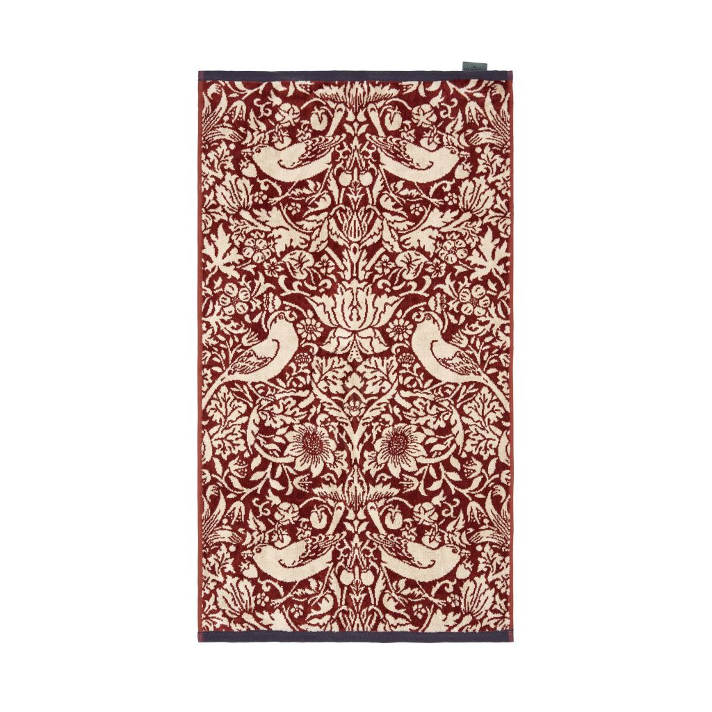 William Morris Strawberry Thief Bath Sheet, Red