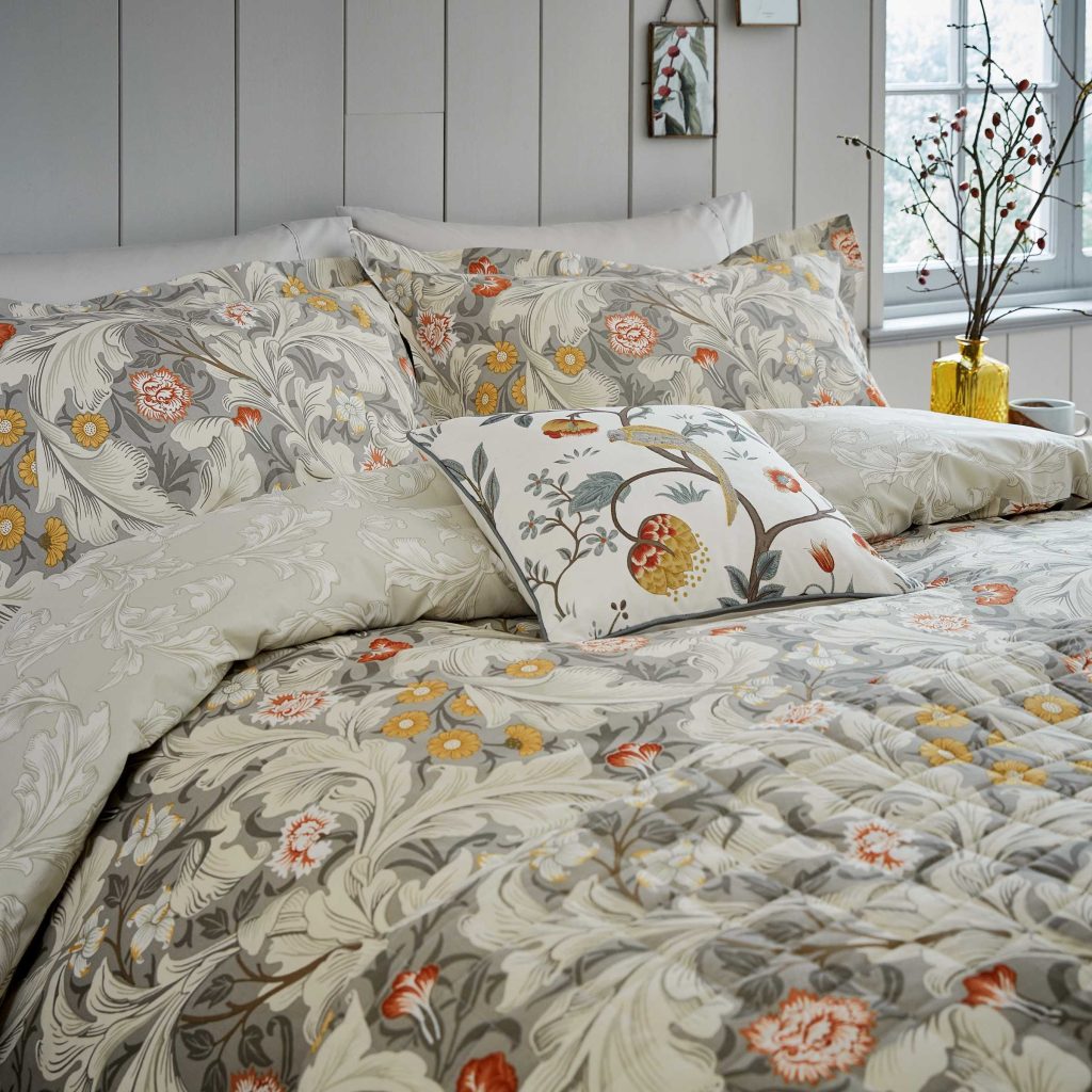Morris & Co Leicester Double Duvet Cover Set, Grey