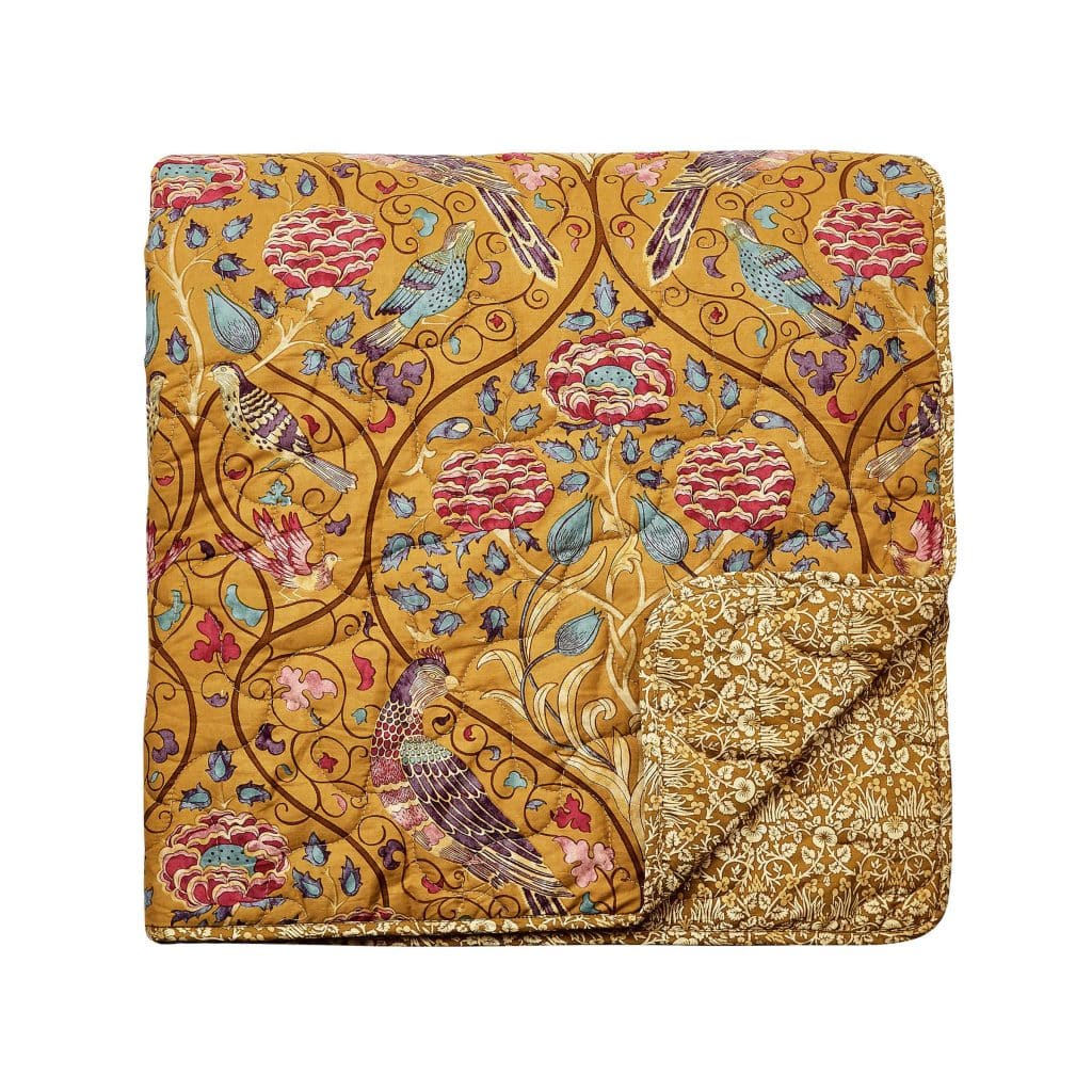 William Morris Seasons By May Quilted Throw, Saffron