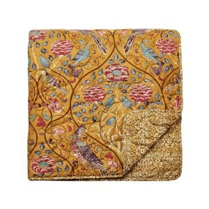 William Morris Seasons By May Quilted Throw Saffron | Bed Sava