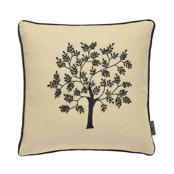 William Morris Seaweed Woodland Tree Cushion Black | Bed Sava
