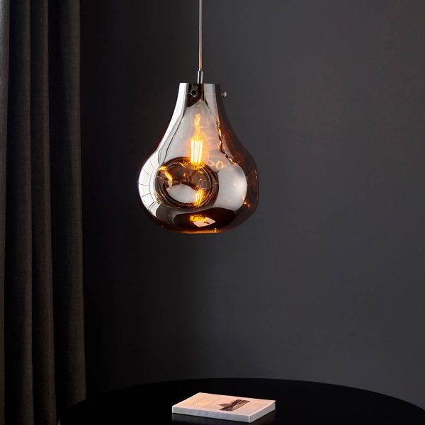 Morrison Blown Glass Pendant Ceiling Light In Chrome | Bed Sava