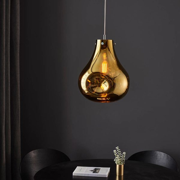 Morrison Blown Glass Pendant Ceiling Light In Gold | Bed Sava