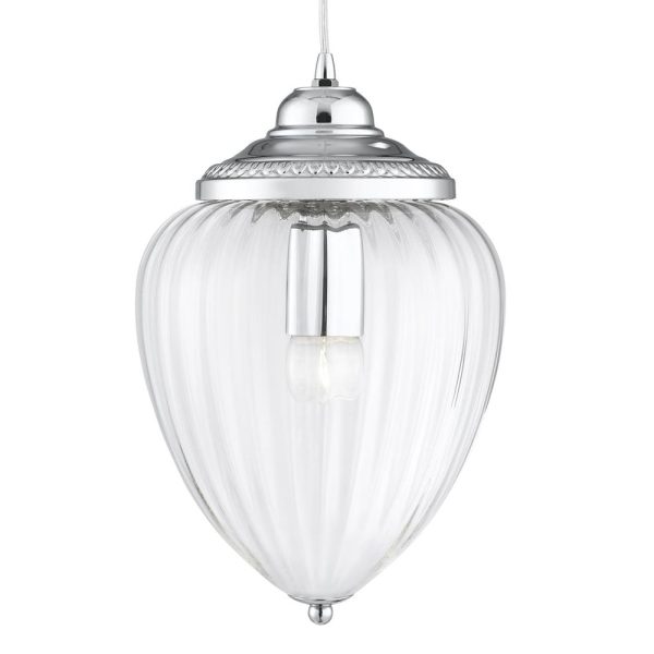 Moscow Ribbed Glass Pendant Light In Chrome | Bed Sava