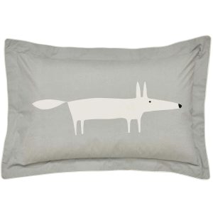 Scion Mr Fox Oxford Pillowcase Silver | Bed Sava