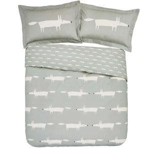Scion Mr Fox Super Kingsize Duvet Cover Silver | Bed Sava
