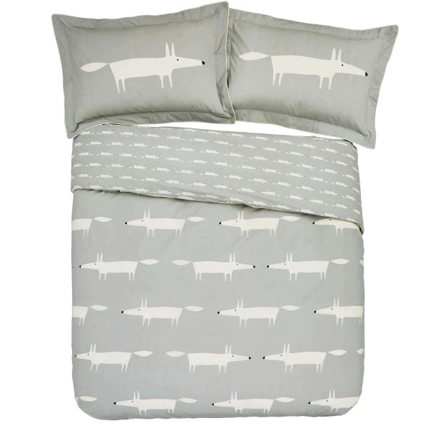 Scion Mr Fox Super Kingsize Duvet Cover Silver | Bed Sava