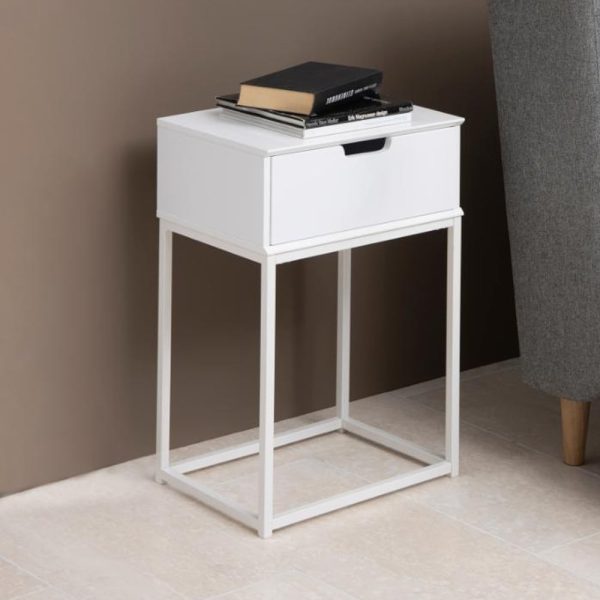 Mulvane Wooden Bedside Cabinet With 1 Drawer In White | Bed Sava