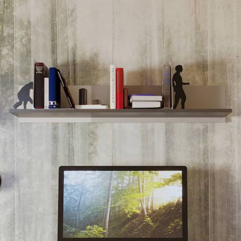Muncie Wooden Wall Shelf In White And Grey