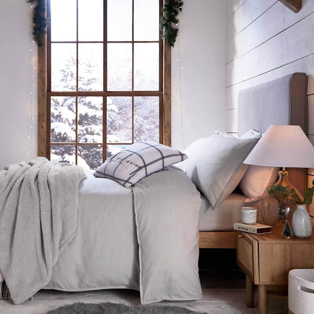 Murmur Laila Brushed Cotton Super Kingsize Duvet Cover, Cloud Grey