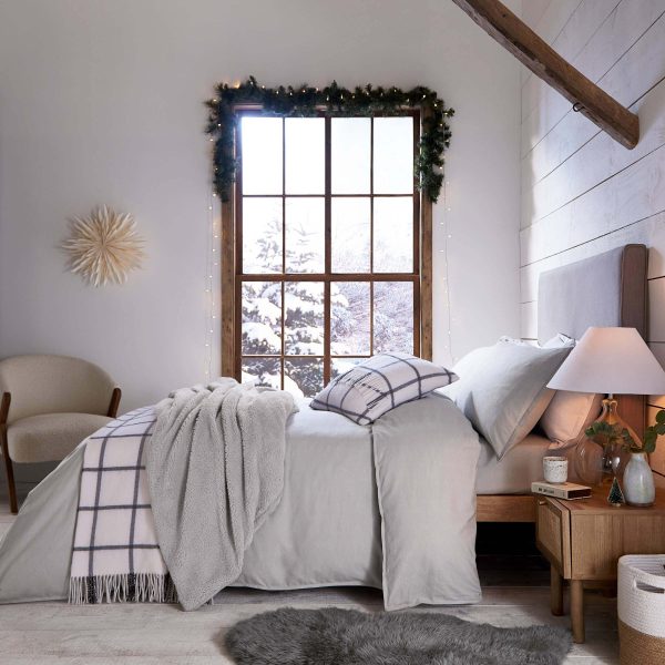 Murmur Laila Brushed Cotton Kingsize Fitted Sheet Cloud Grey | Bed Sava
