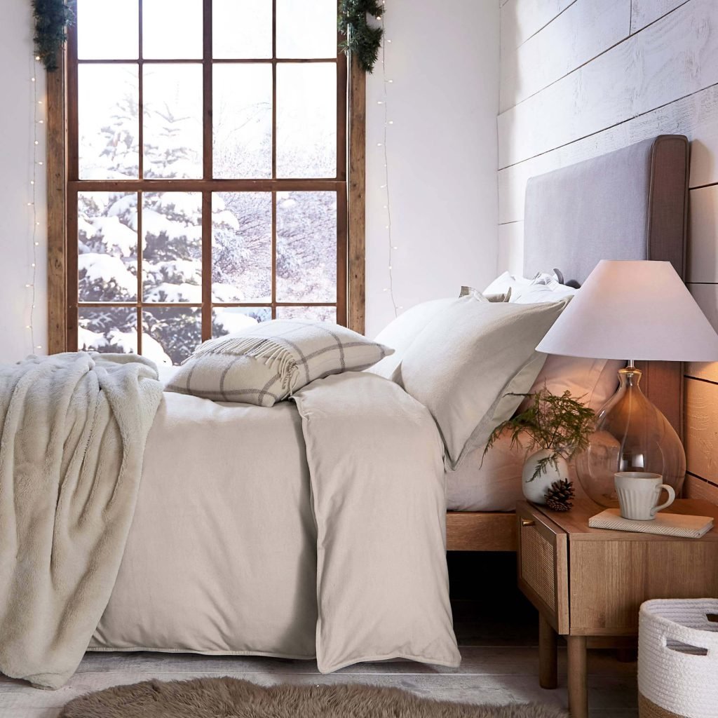 Murmur Laila Brushed Cotton Super Kingsize Duvet Cover, Linen