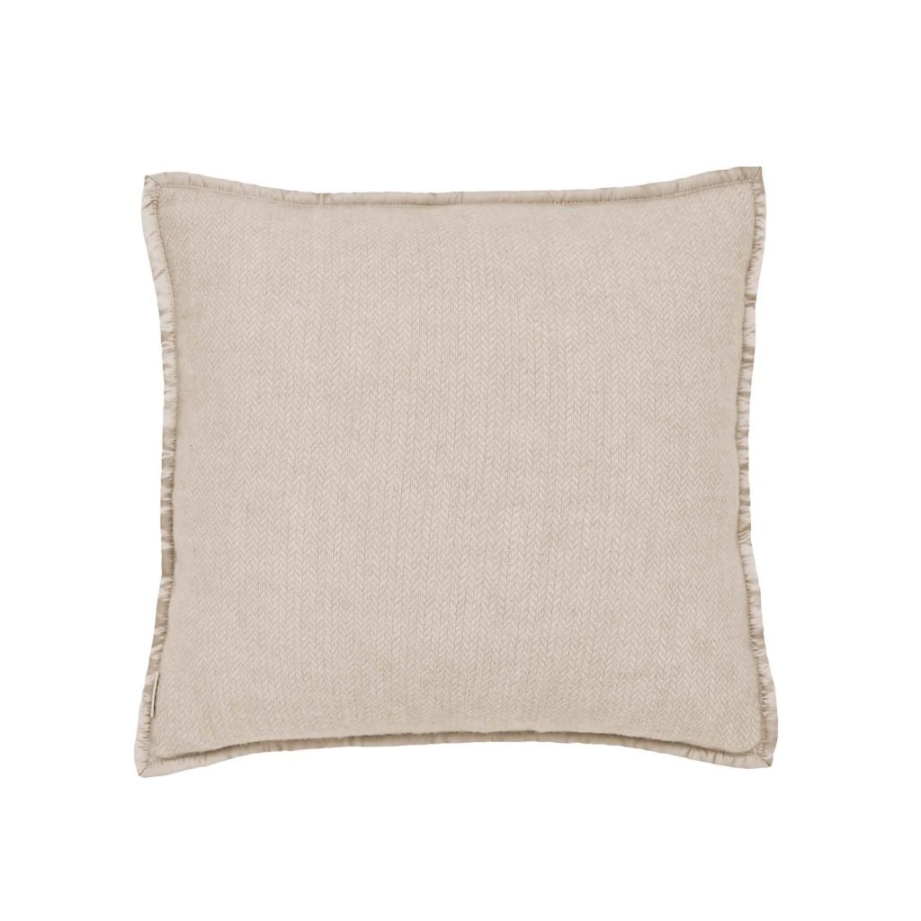 Murmur Lewin Wool Herringbone Woven Cushion 45cm x 45cm, Linen