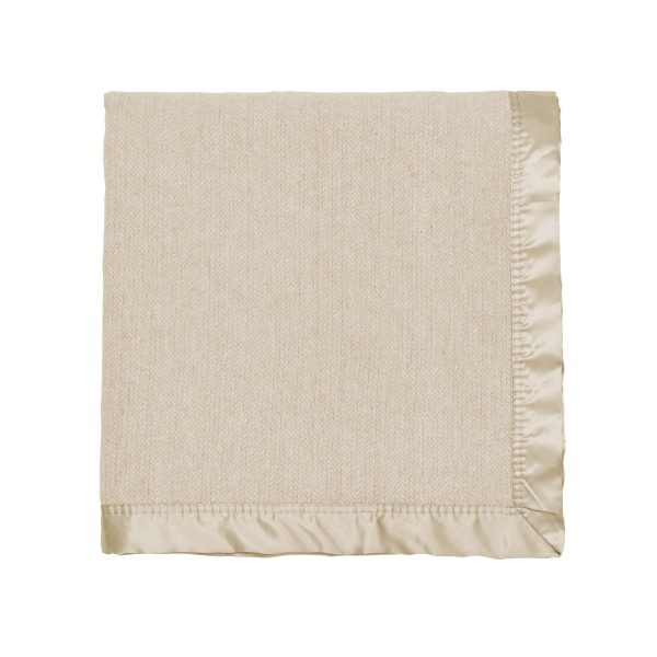 Murmur Lewin Wool Herringbone Woven Throw Linen | Bed Sava