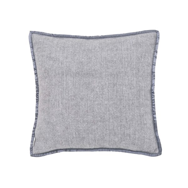Murmur Lewin Wool Herringbone Woven Cushion 45cm x 45cm Storm Grey | Bed Sava