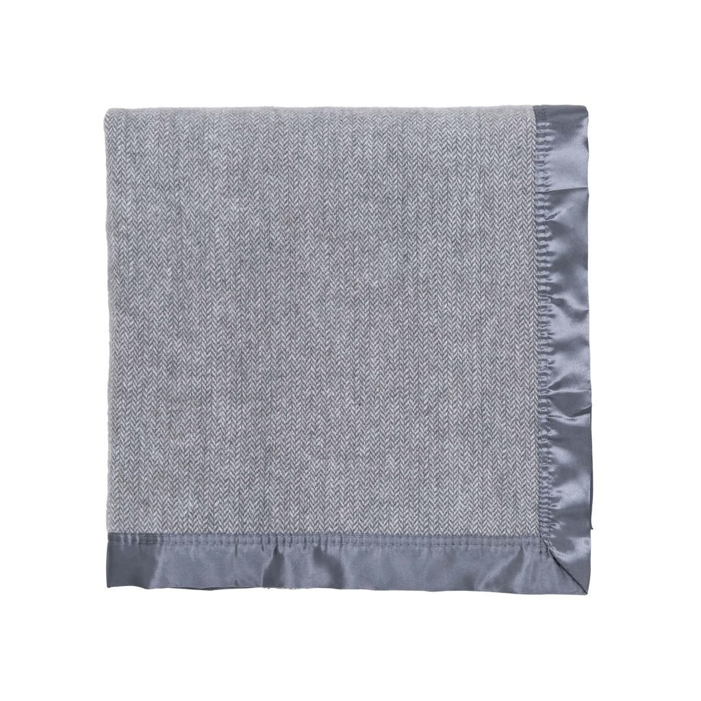 Murmur Lewin Wool Herringbone Woven Throw, Storm Grey