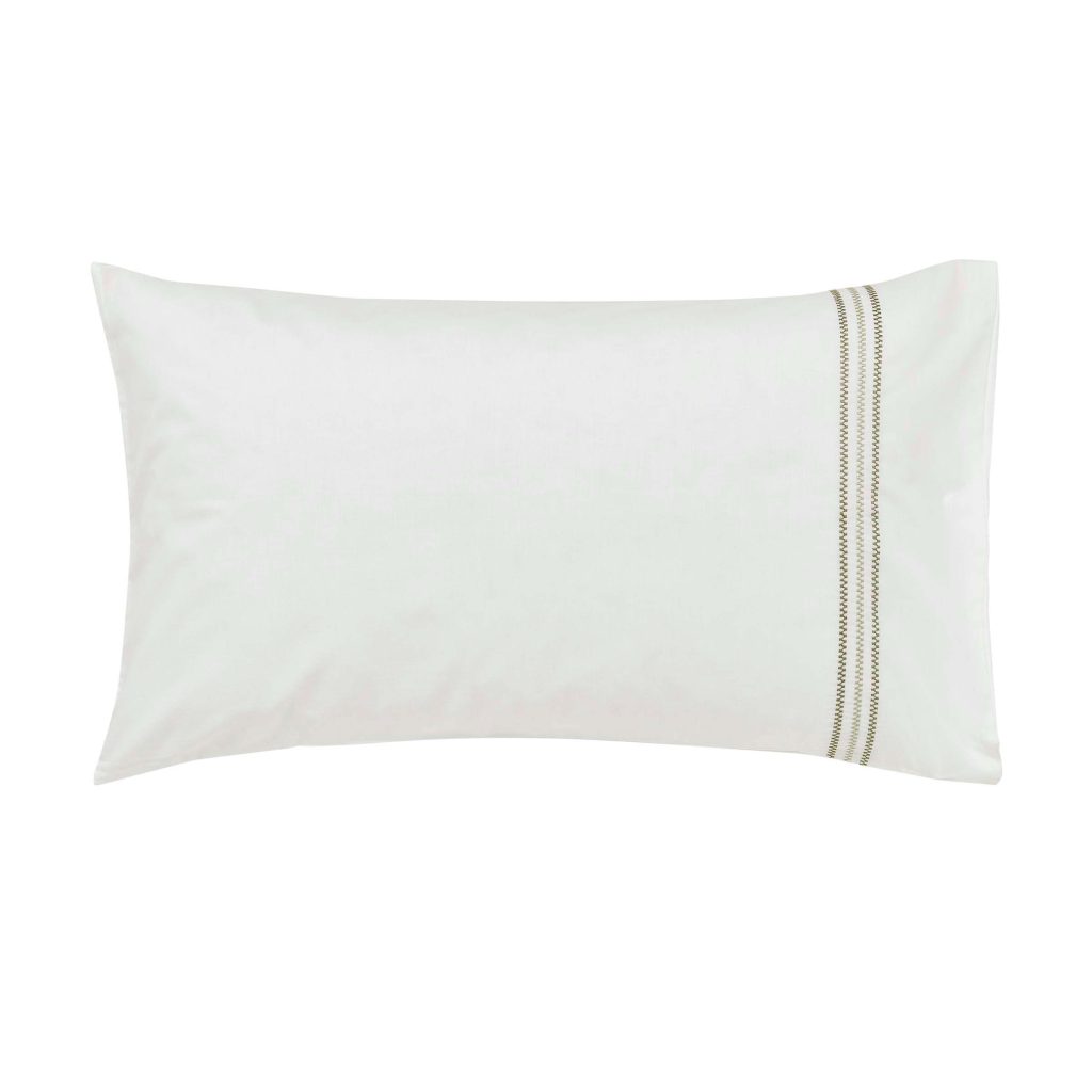 Murmur Marie Embroidered Pair of Standard Pillowcases, Mourne Green