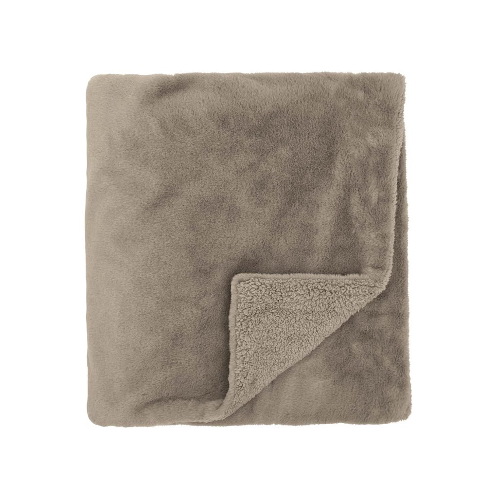 Murmur Skye Faux Fur Throw, Dark Linen