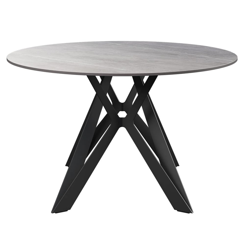 Murray Sintered Ceramic Round Dining Table In Mid Grey